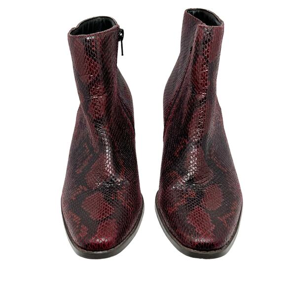 Coconuts by Matisse Spade Ankle Boots Booties Burgundy Snakeskin Print Size 7.5 - Picture 3 of 7